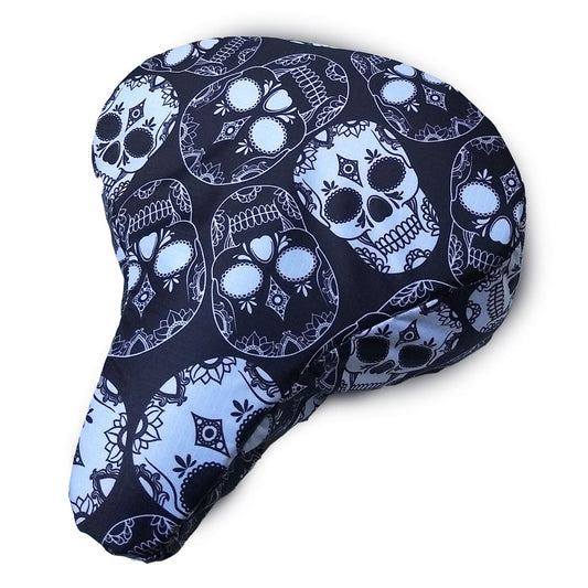 Bike Seat Cover Padded- Sugar Skulls