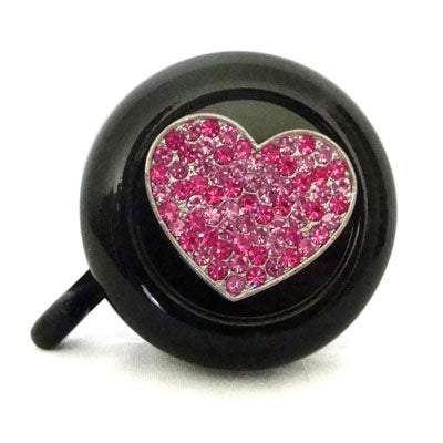 Bike Bell- Rhinestone Pink Heart (Black)