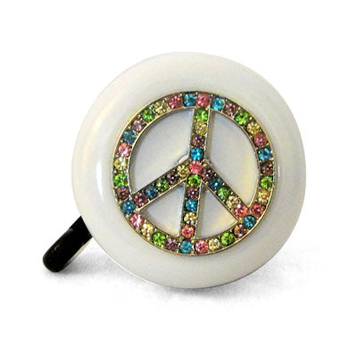 Bike Bell- Rhinestone Rainbow Peace Sign