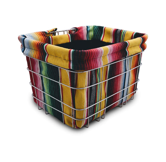 Mexican Serape Blanket Bike Basket Cover (Yellow)