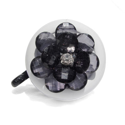 Bike Bell- Bling Flower Black (White)
