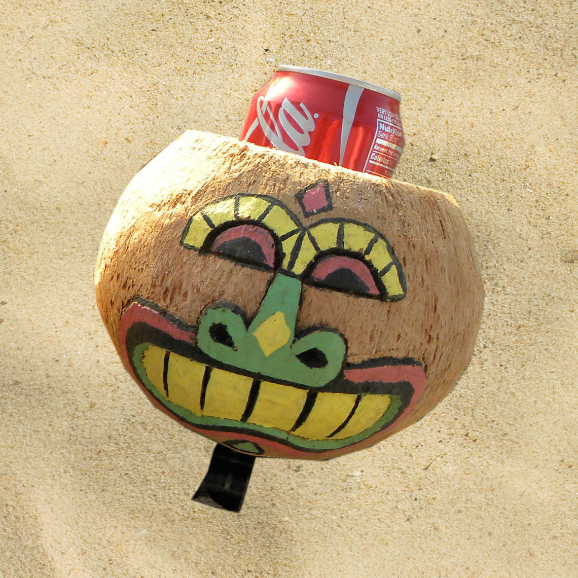 Coconut Bicycle Drink Holder, Natural Hand Made - Glad Face