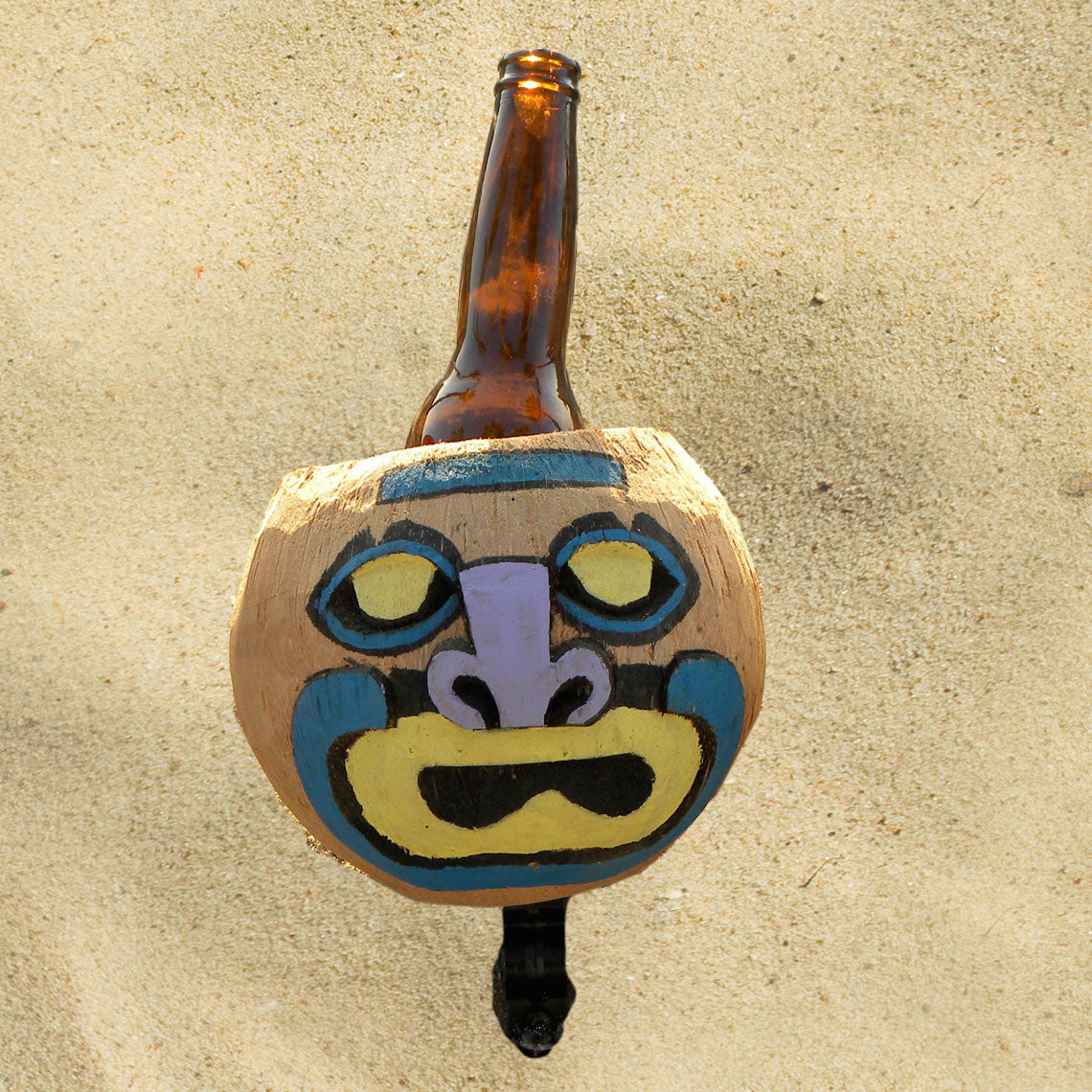 Coconut Bicycle Drink Holder, Natural Hand Made - Mad Face