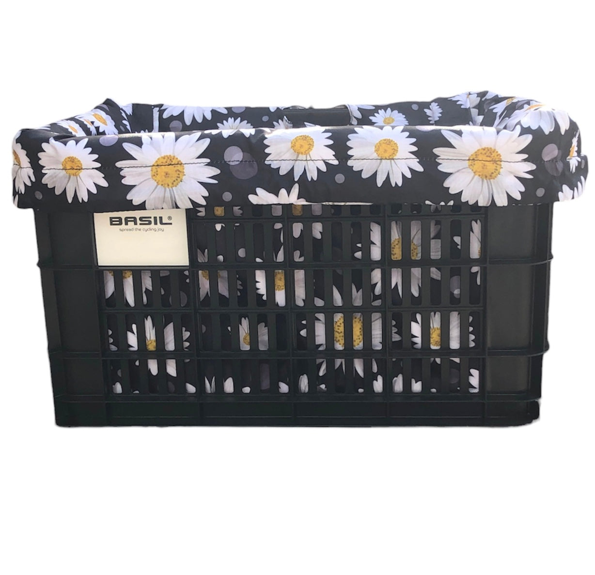 E-Bike Bicycle Basket Liner, REAR Rack Basket Liner & Tote in One, Fits Larger Baskets 18x12x12 - Daisy