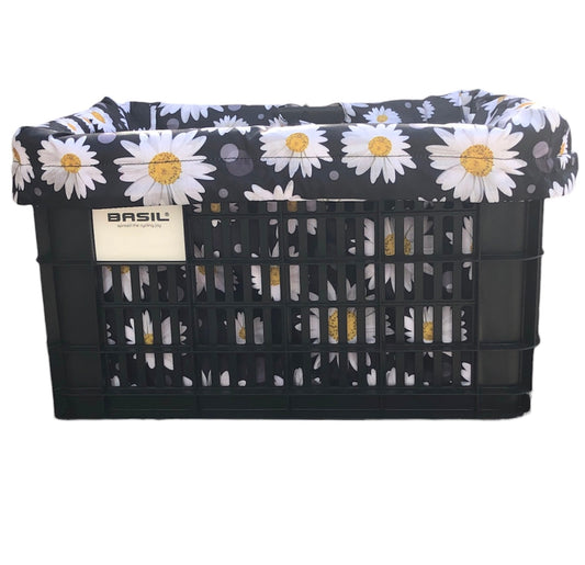 E-Bike Bicycle Basket Liner, REAR Rack Basket Liner & Tote in One, Fits Larger Baskets 18x12x12  -  Daisy