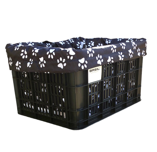 E-Bike Bicycle Basket Liner, REAR Rack Basket Liner & Tote in One, Fits Larger Baskets 18x12x12 -  Paws