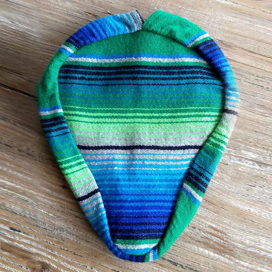 Bike Seat Cover, Authentic Mexican Blanket - Blue/Green