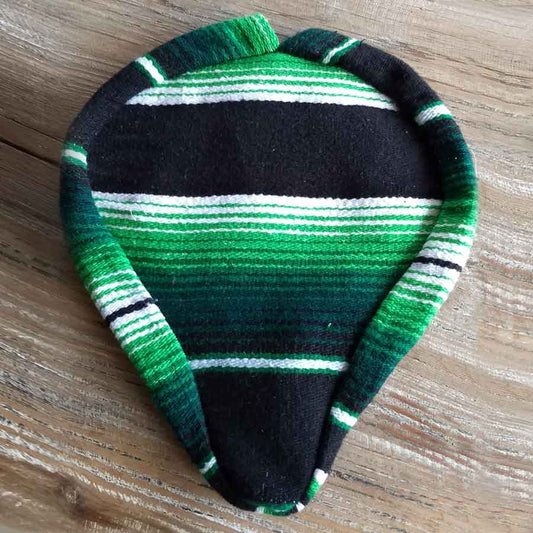 Bike Seat Cover, Authentic Mexican Blanket - Green/Black
