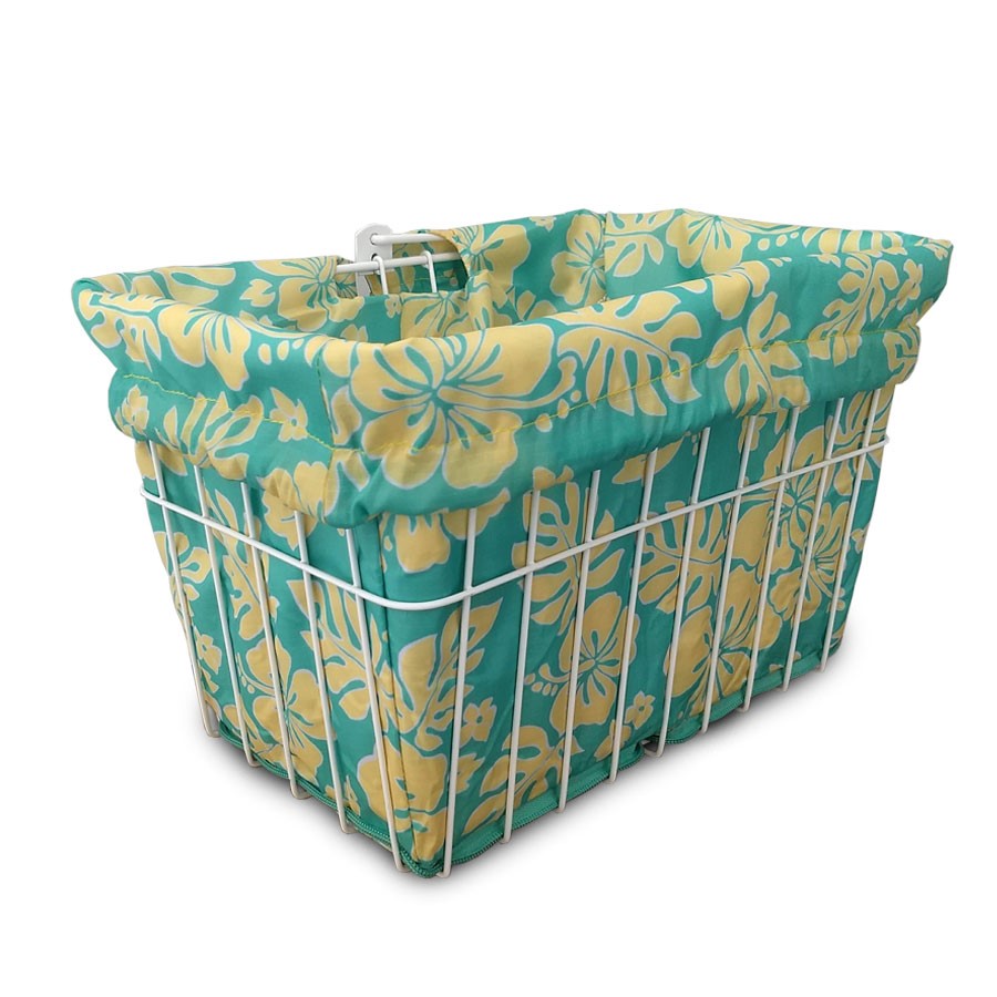 Bike Basket Liner, HoneyDew Hibiscus