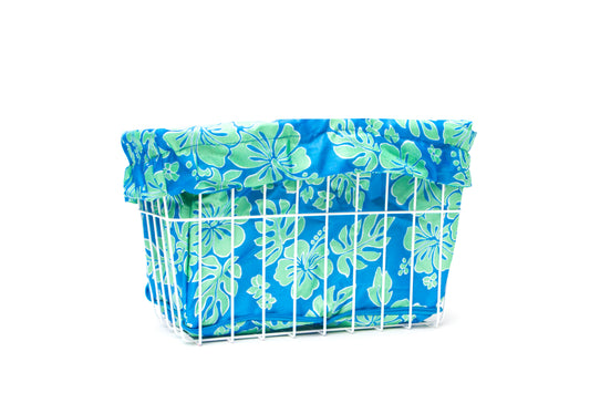 Bike Basket Liner, Blue Lanai Hibiscus