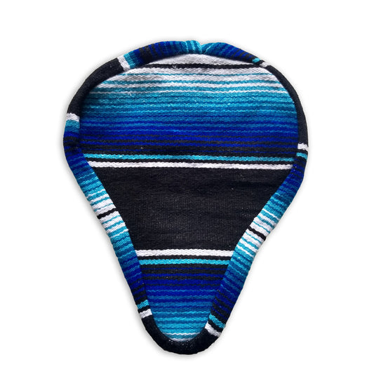 Bike Seat Cover, Authentic Mexican Blanket - Blue/Black