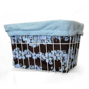 Blue Brown Hibiscus Bike basket Liner