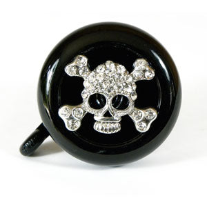 Bike Bell- Rhinestone Silver Cute Skull