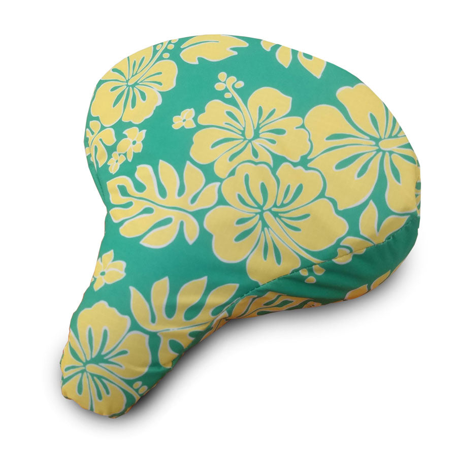 Bike Seat Cover Padded- HoneyDew Hibiscus