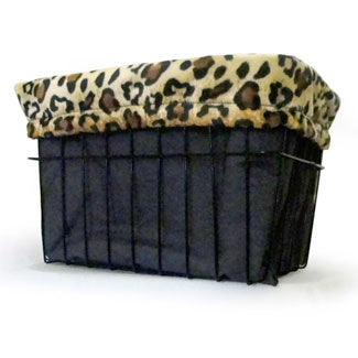 Bike Basket Liner- Leopard Faux Fur w/ Black Velour