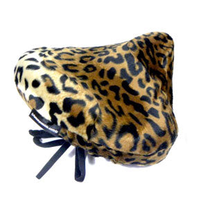 Bike Seat Cover- Leopard Faux Fur Velour