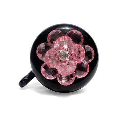 Bike Bell- Bling Flower Pink (Black)