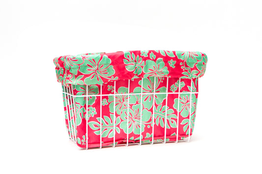 Bike Basket Liner, Coral Ray Hibiscus
