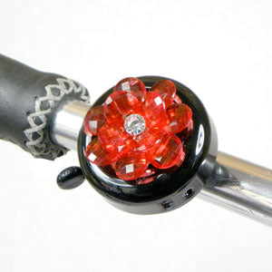 Bike Bell- Bling Flower Red (Black)