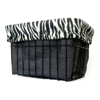 Bike Basket Liner- Zebra Faux Fur W/ Black Velour