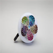 Bike Bell- Rhinestone Sparkle Flower (White)