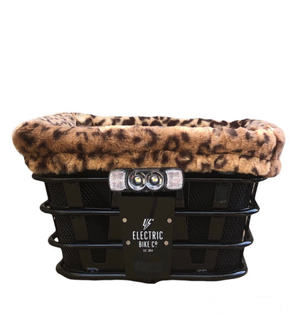 Super Plush Leopard Bike Basket Liner
