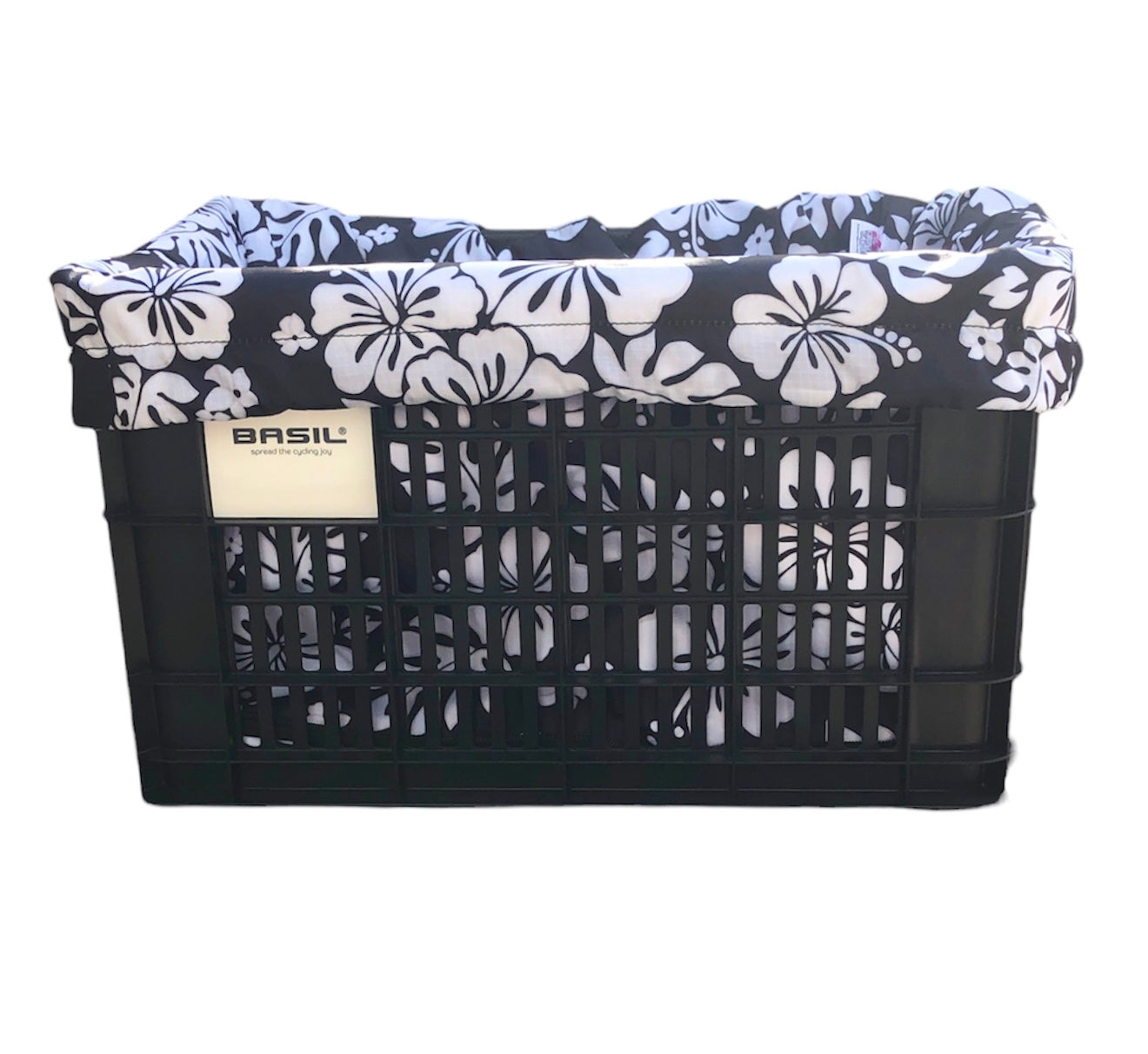 E-Bike Bicycle Basket Liner, REAR Rack Basket Liner & Tote in One, Fits Larger Baskets 18x12x12 -  Hibiscus
