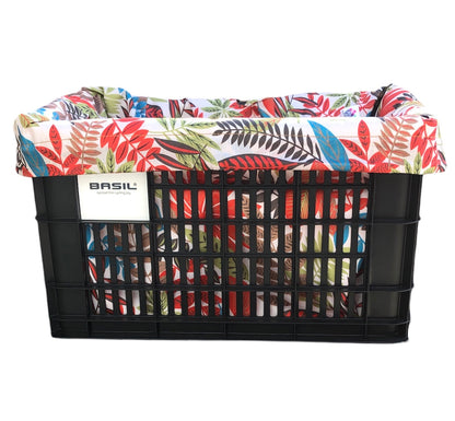 E-Bike Bicycle Basket Liner, REAR Rack Basket Liner & Tote in One, Fits Larger Baskets 18x12x12 - Wild Tropical