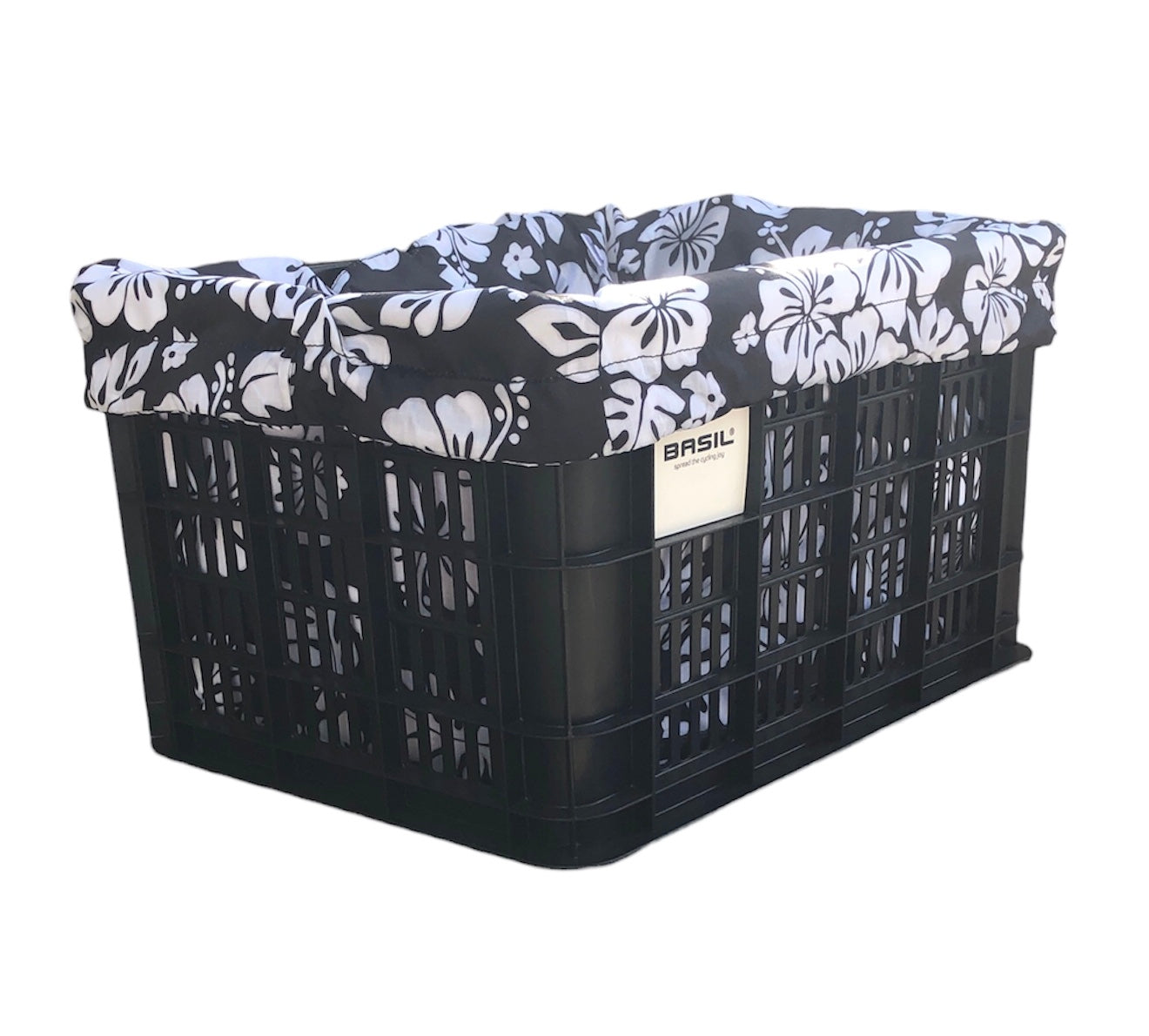 E-Bike Bicycle Basket Liner, REAR Rack Basket Liner & Tote in One, Fits Larger Baskets 18x12x12 -  Hibiscus