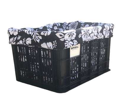 E-Bike Bicycle Basket Liner, REAR Rack Basket Liner & Tote in One, Fits Larger Baskets 18x12x12 -  Hibiscus
