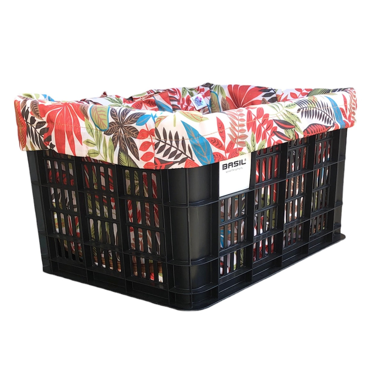 E-Bike Bicycle Basket Liner, REAR Rack Basket Liner & Tote in One, Fits Larger Baskets 18x12x12 - Wild Tropical